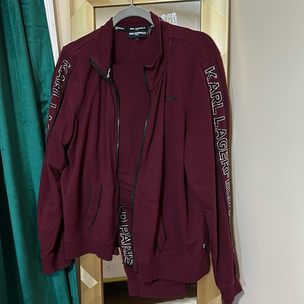Karl Lagerfeld  Embellished Zip Front Jogging Suit